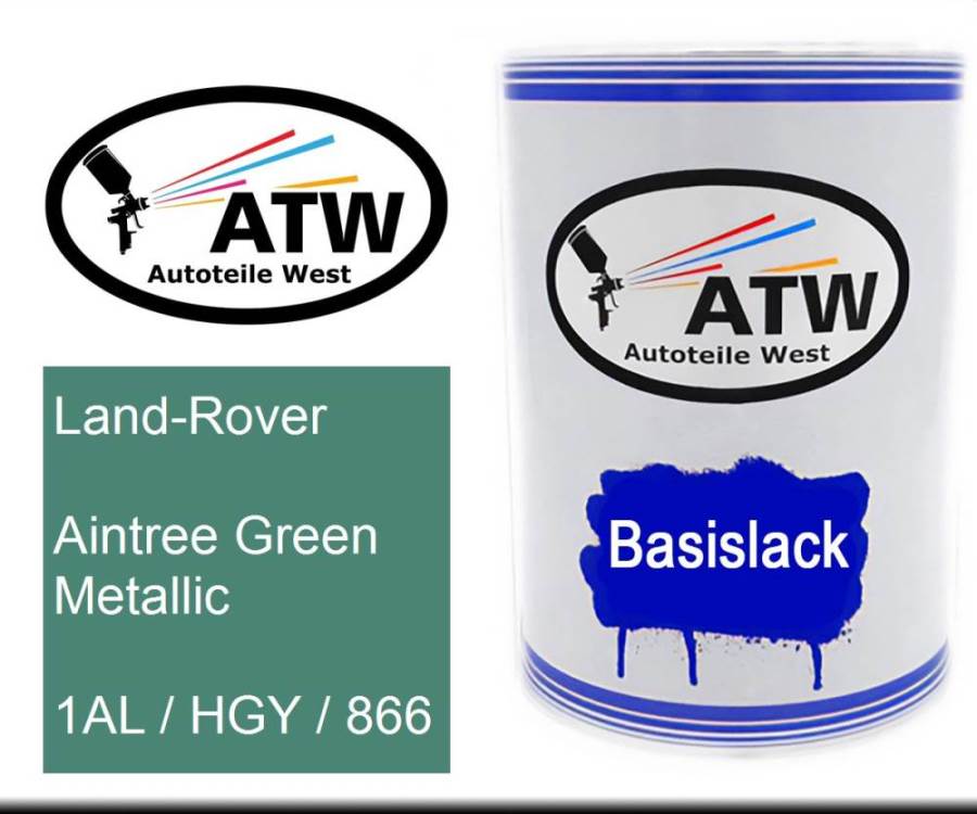 Land-Rover, Aintree Green Metallic, 1AL / HGY / 866: 500ml Lackdose, von ATW Autoteile West.